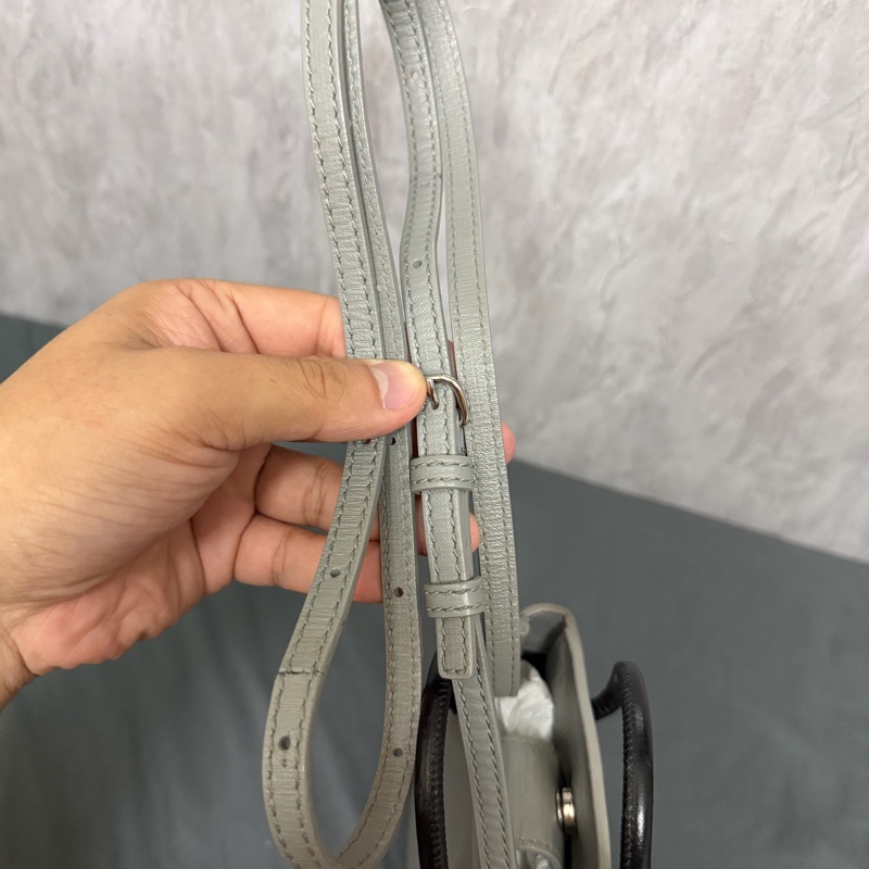 巴黎世家 LOGO兩用迷你紙袋包（灰）-9