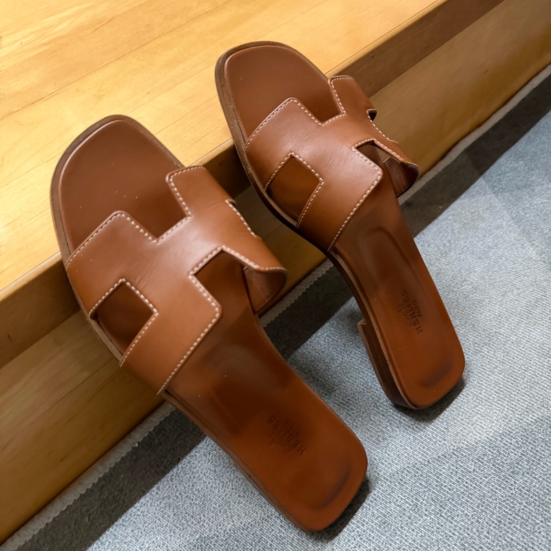Hermes Oran經典H拖鞋 37號-1