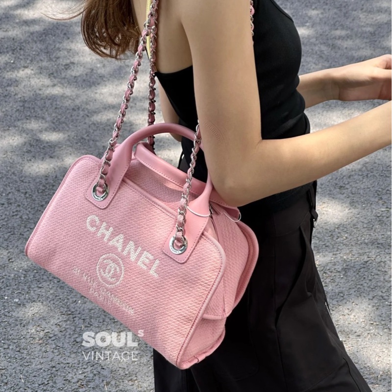 Chanel 香奈兒新款沙灘包 保齡球包 粉色-4