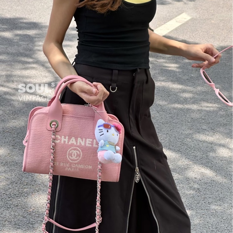 Chanel 香奈兒新款沙灘包 保齡球包 粉色-5