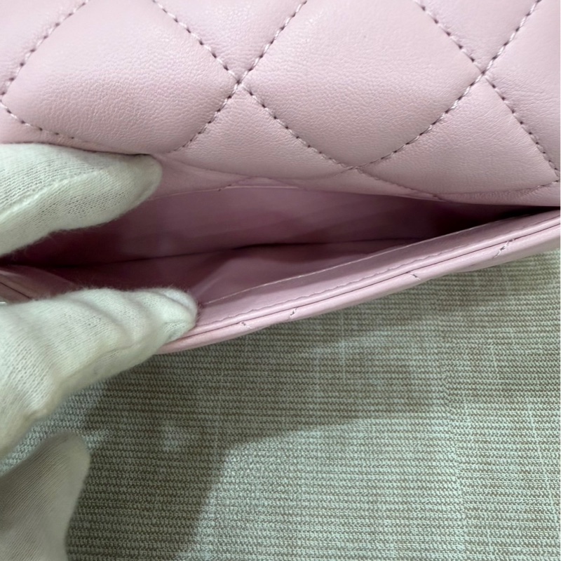 CHANEL香奈兒 新款粉色琺瑯調節扣mini cf羊皮方胖子-20