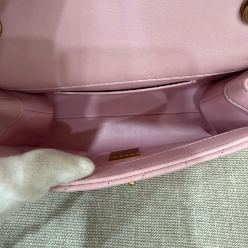 CHANEL香奈兒 新款粉色琺瑯調節扣mini cf羊皮方胖子-25
