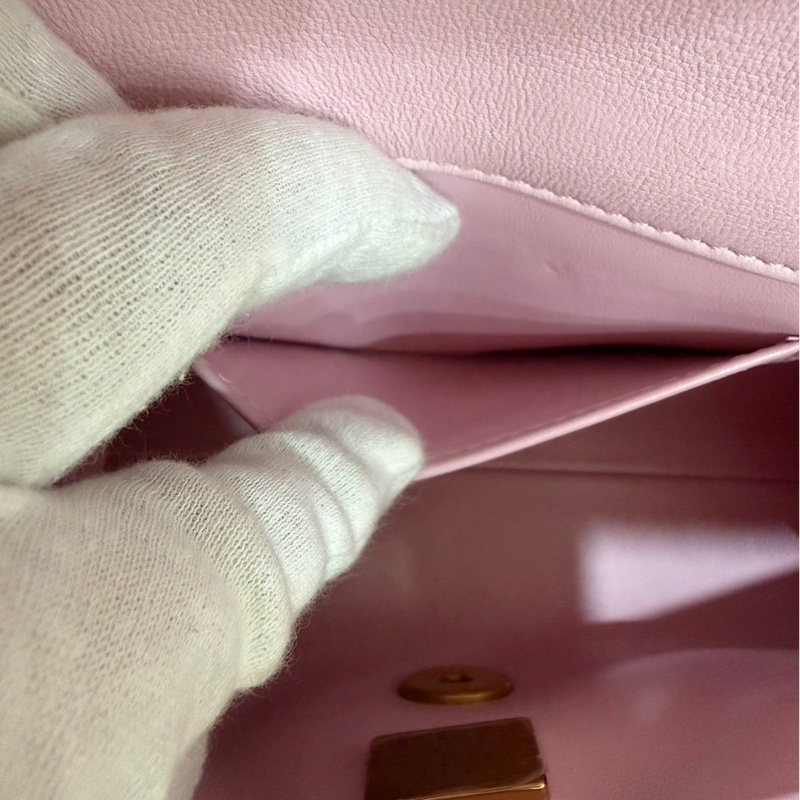 CHANEL香奈兒 新款粉色琺瑯調節扣mini cf羊皮方胖子-26