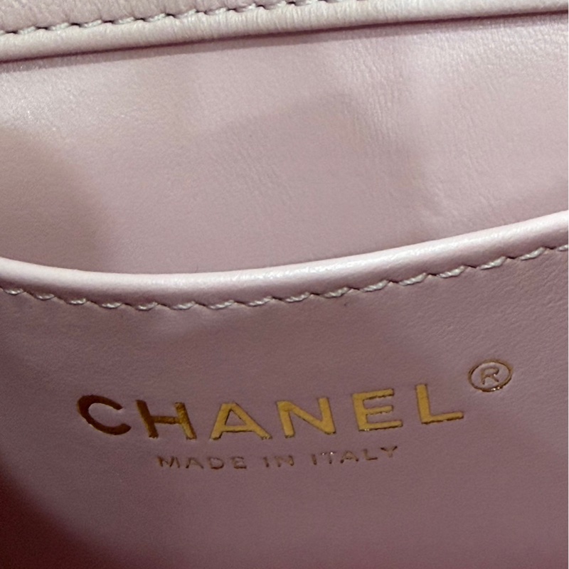 CHANEL香奈兒 新款粉色琺瑯調節扣mini cf羊皮方胖子-28