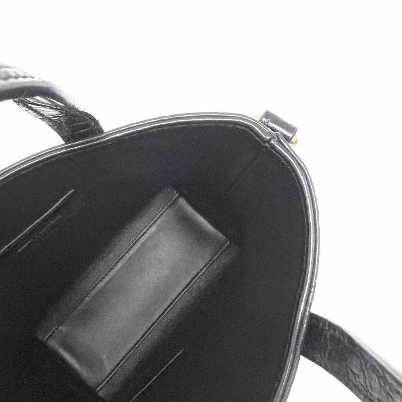 YSL 黑金鱷魚紋手提斜背水桶包 15*17*7 98新配件塵袋-1