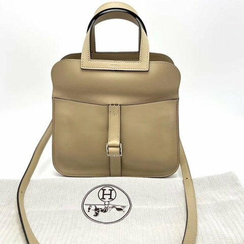 HERMES halzan mini風衣灰銀扣肩背斜背包21*14*6.5 99新配件塵袋