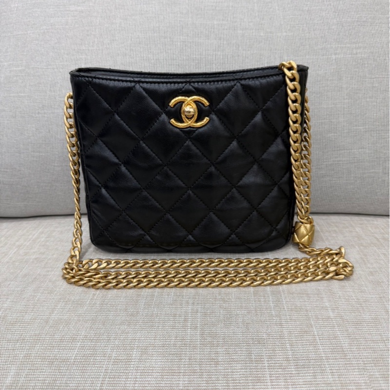 Chanel香奈兒小號金柱調節hobo#芯片款-0