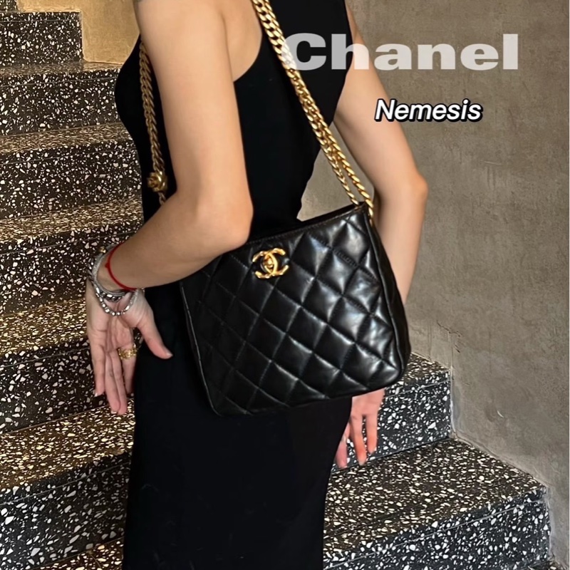 Chanel香奈兒小號金柱調節hobo#芯片款-1