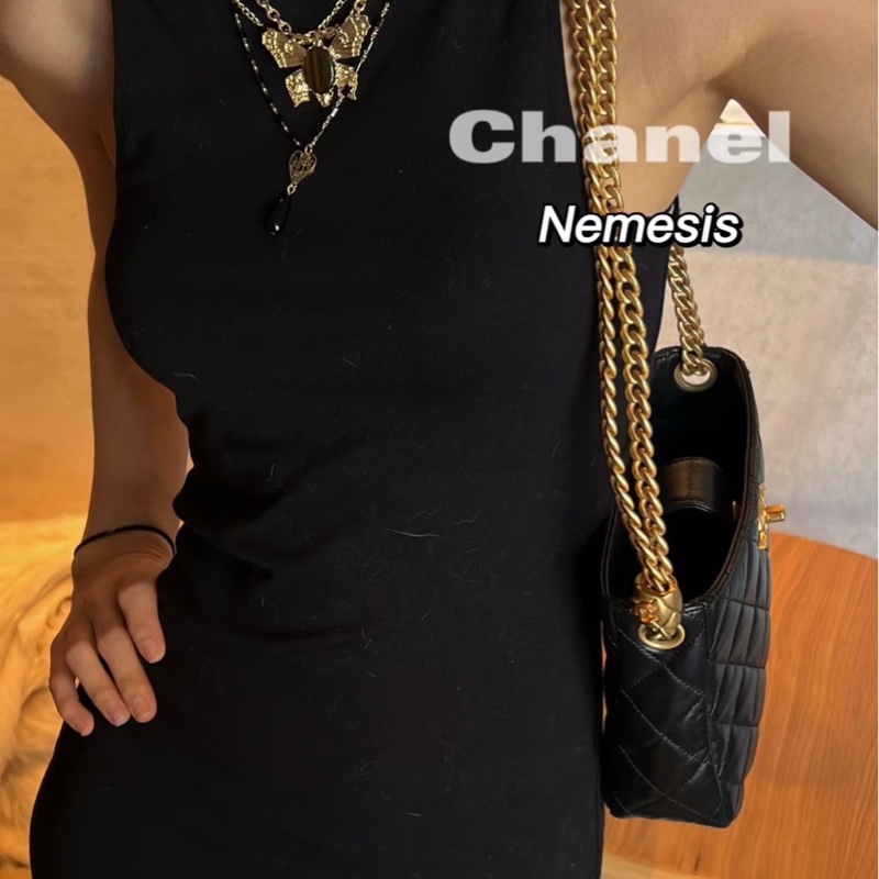 Chanel香奈兒小號金柱調節hobo#芯片款-3