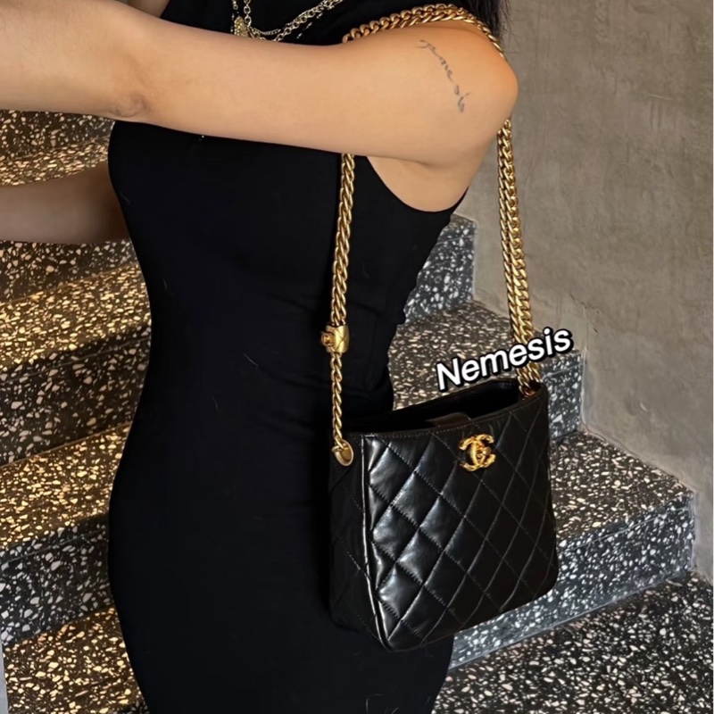 Chanel香奈兒小號金柱調節hobo#芯片款-4