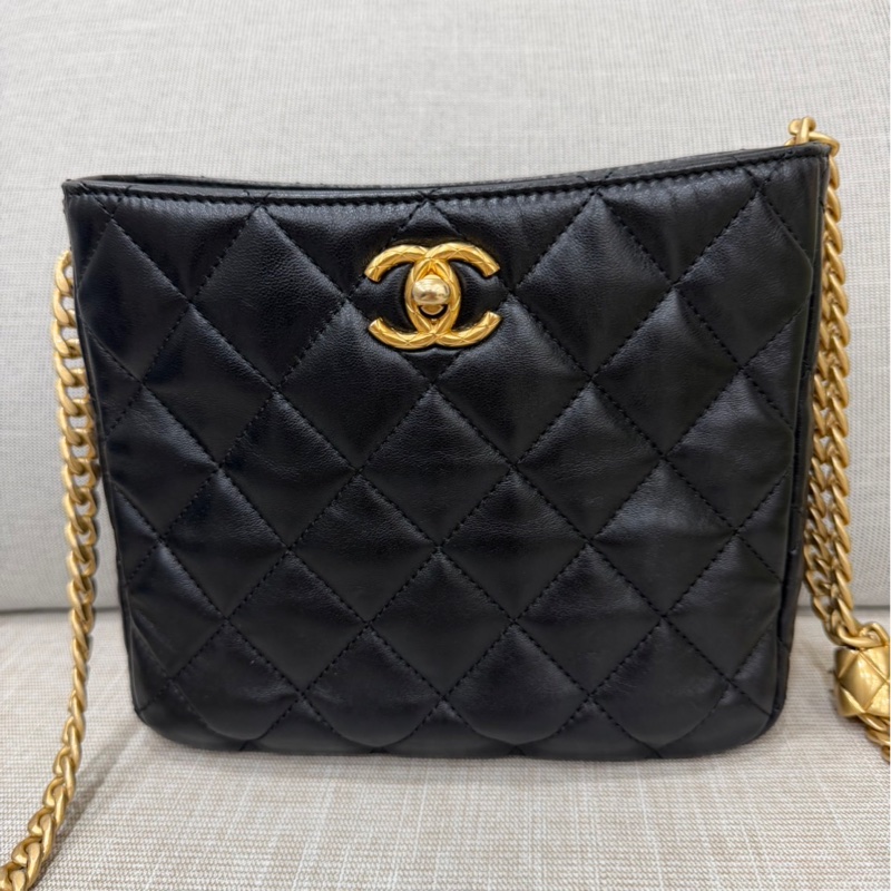 Chanel香奈兒小號金柱調節hobo#芯片款-5