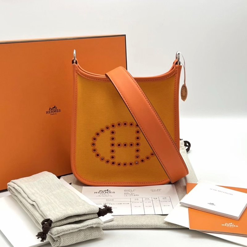 HERMES 銀扣mini伊芙琳 17*18*5 全新閒置配件盒子塵袋購證-0