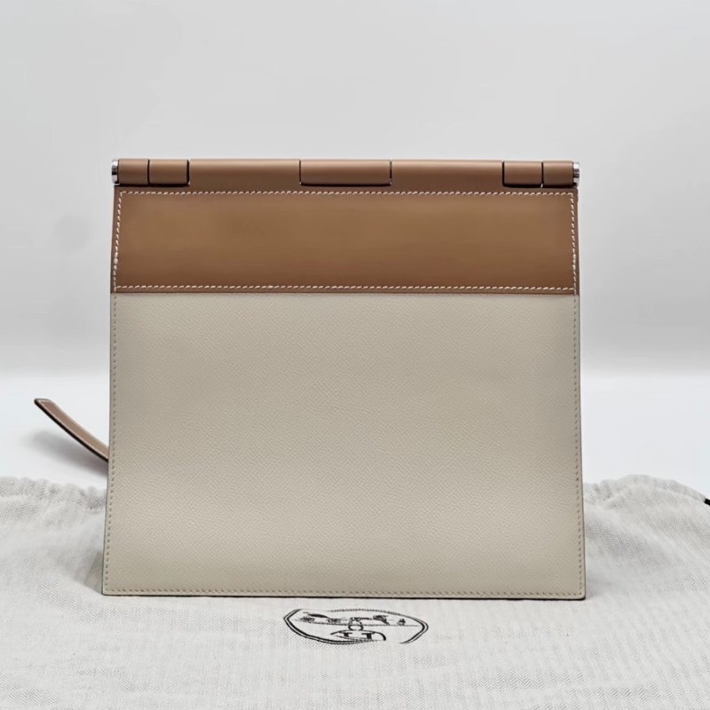 HERMES sacabar沙灘金拼奶昔白插銷包 24*22*7 98新配件塵袋-2