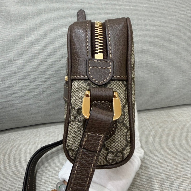 GUCCI 經典Ophidia GG印花帆布迷你郵差包 肩背包 斜背包 卡其棕-8