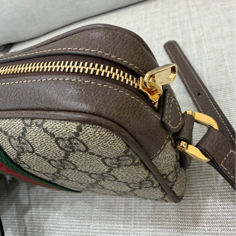 GUCCI 經典Ophidia GG印花帆布迷你郵差包 肩背包 斜背包 卡其棕-16
