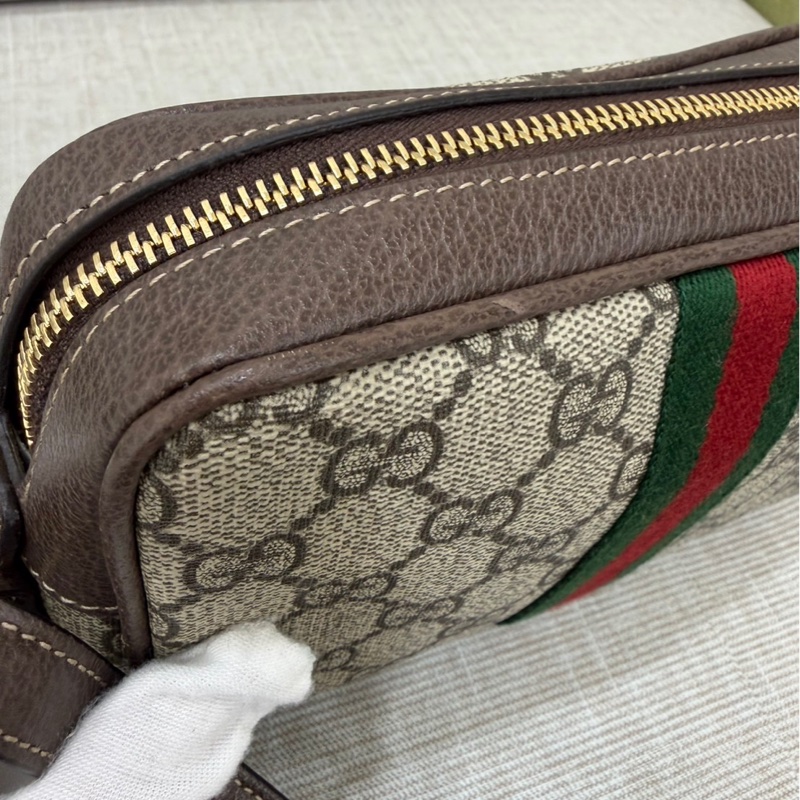 GUCCI 經典Ophidia GG印花帆布迷你郵差包 肩背包 斜背包 卡其棕-17