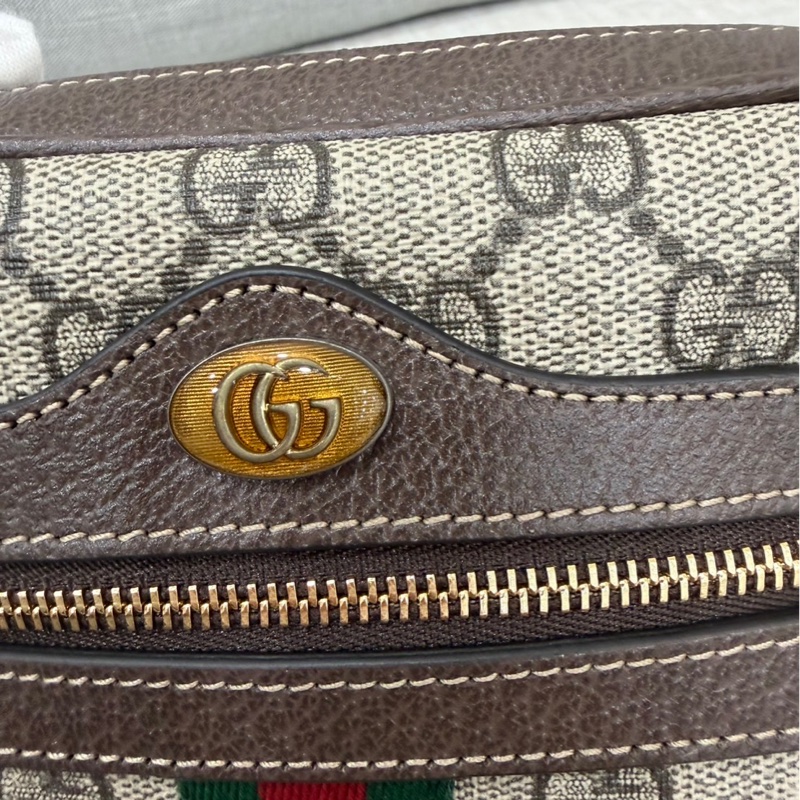 GUCCI 經典Ophidia GG印花帆布迷你郵差包 肩背包 斜背包 卡其棕-21