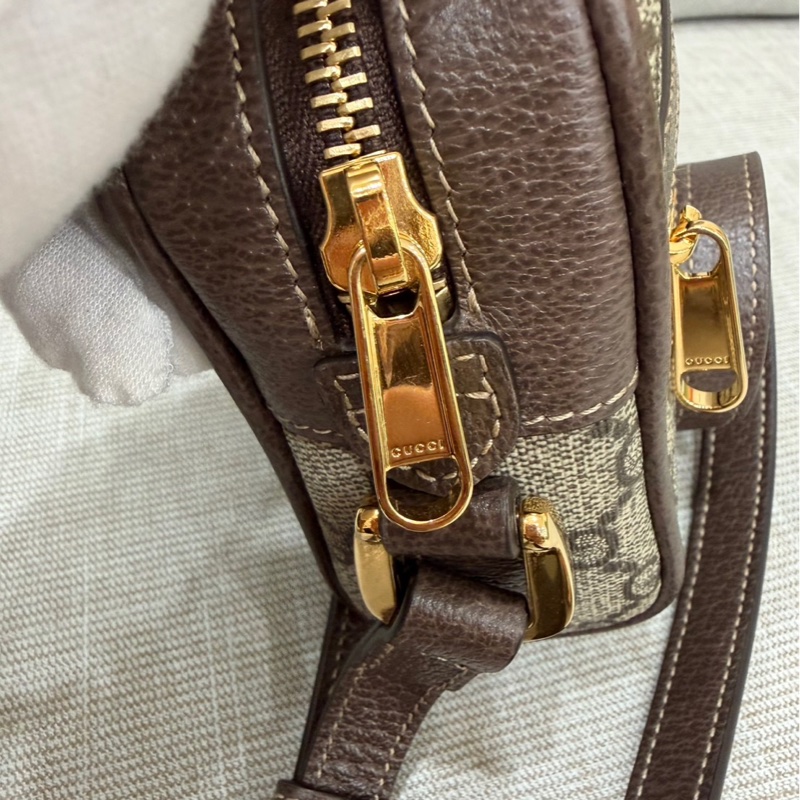 GUCCI 經典Ophidia GG印花帆布迷你郵差包 肩背包 斜背包 卡其棕-22