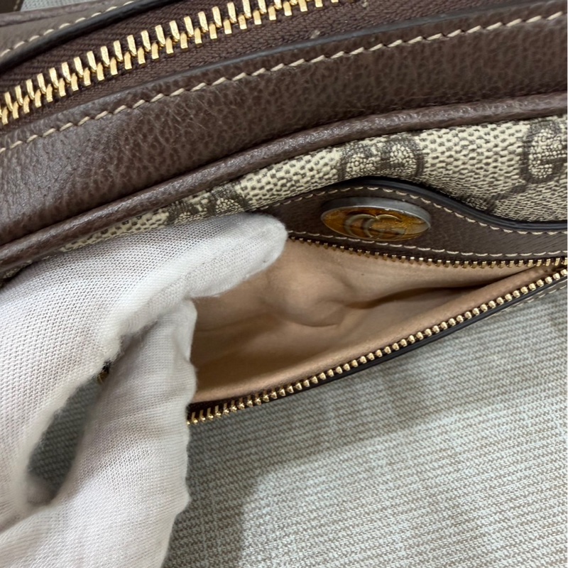 GUCCI 經典Ophidia GG印花帆布迷你郵差包 肩背包 斜背包 卡其棕-23