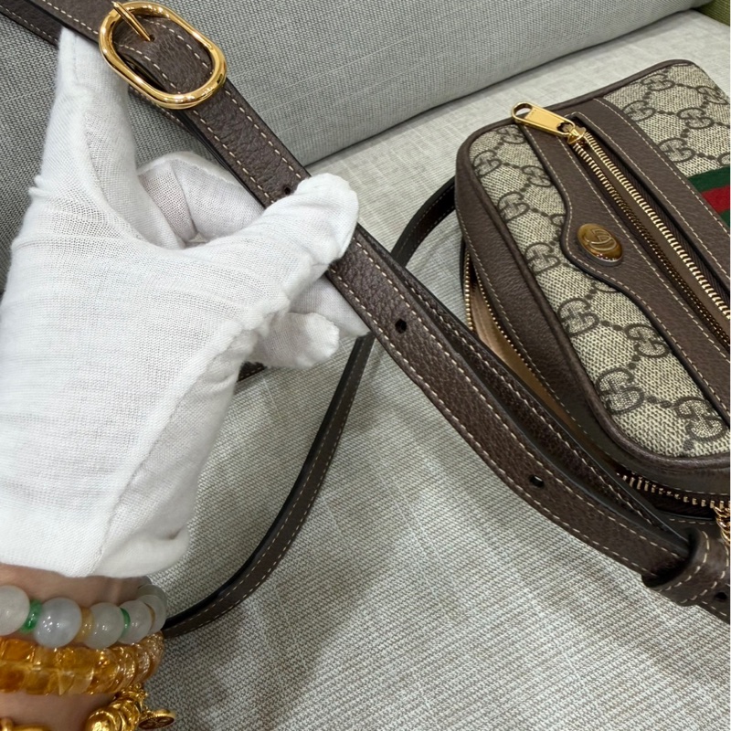 GUCCI 經典Ophidia GG印花帆布迷你郵差包 肩背包 斜背包 卡其棕-32