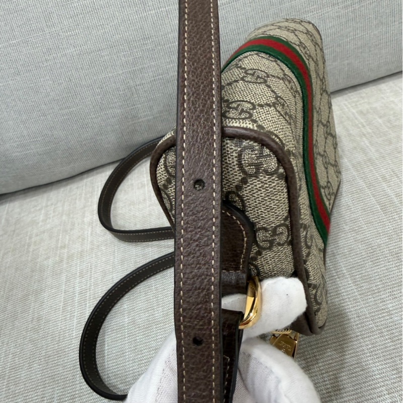 GUCCI 經典Ophidia GG印花帆布迷你郵差包 肩背包 斜背包 卡其棕-33