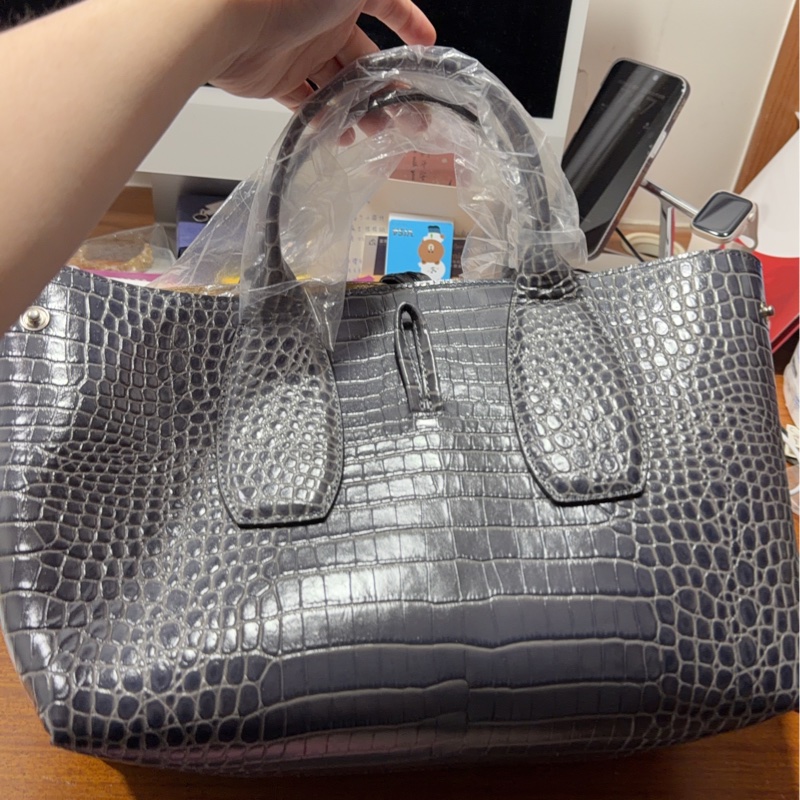 LONGINES 灰鱷魚托特包-2