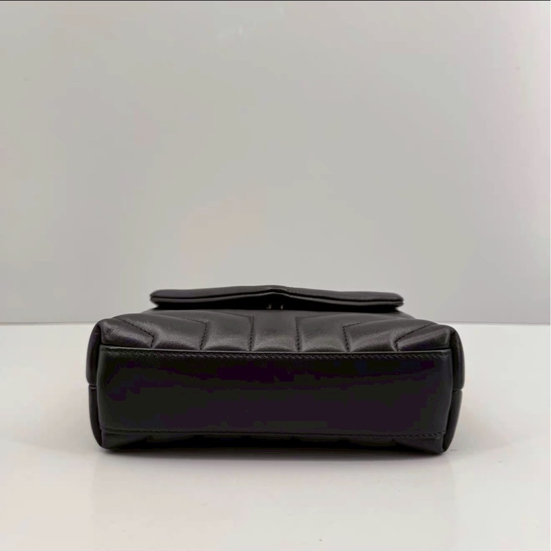 包治百病🥹99新🆕Ysl聖羅蘭黑銀v紋loulou迷你方胖子單肩斜挎包-5