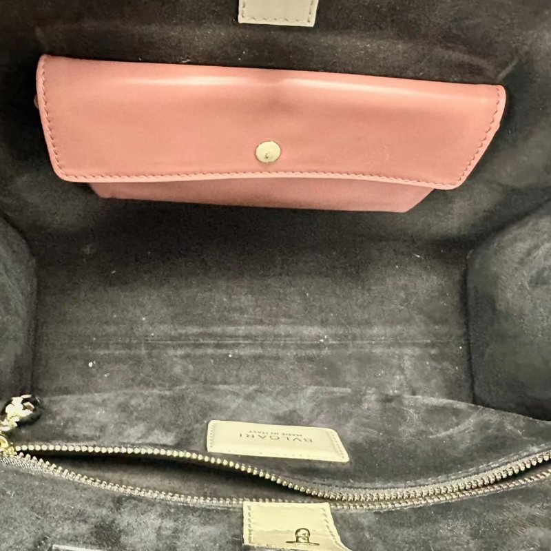 BVLGARI 米色酒紅拼色限量金屬手柄手提肩背包 31*26*13.5 98新配件塵袋-5