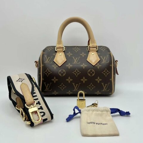 LV 老花speedy20手提肩背斜背包20.5*14*12 芯片款 99新配件塵袋鑰匙鎖