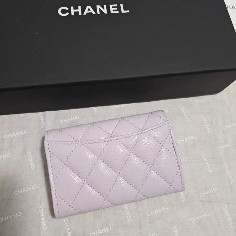 chanel 24s新款粉紫色卡包零錢包 logo內襯 全新 配件塵袋盒子-4