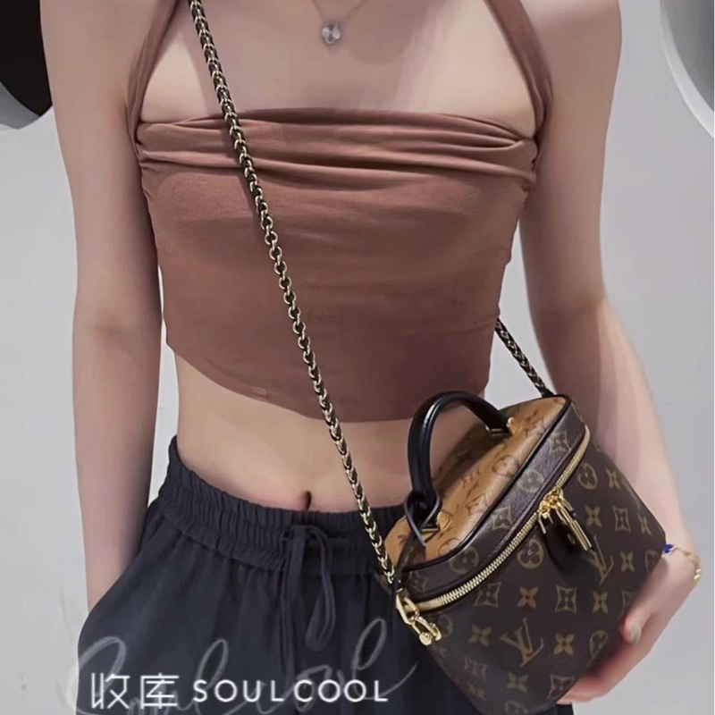 LV M45165 VANITY PM花紋LOG Monogram Reverse帆布拉鍊手提斜背化妝包-2