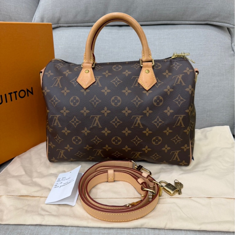 LV M41112 經典Monogram SPEEDY 30手提包 斜背包 波士頓包#背帶款#-0