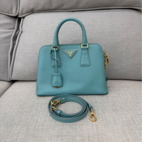 PRADA 貝殼包 手提包 斜背包淺藍色