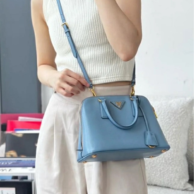 PRADA 貝殼包 手提包 斜背包淺藍色-3