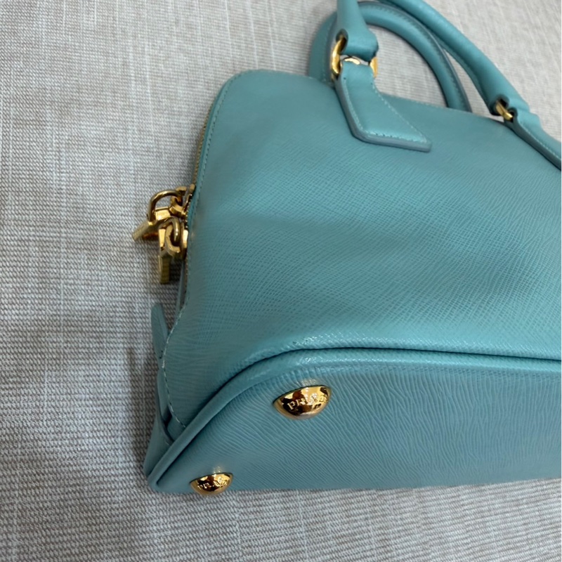 PRADA 貝殼包 手提包 斜背包淺藍色-12