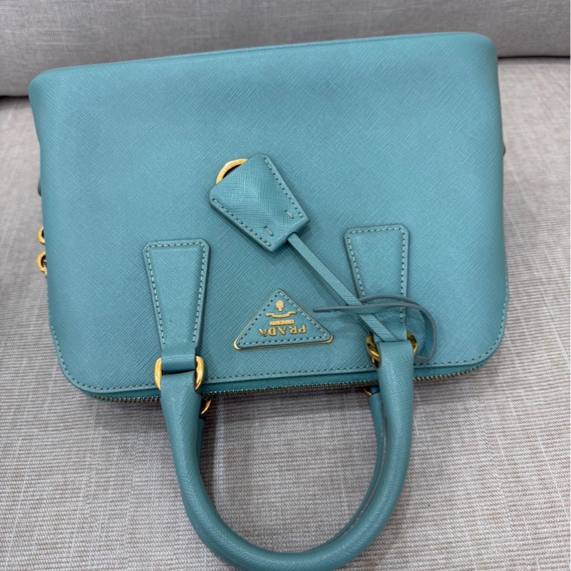 PRADA 貝殼包 手提包 斜背包淺藍色-14