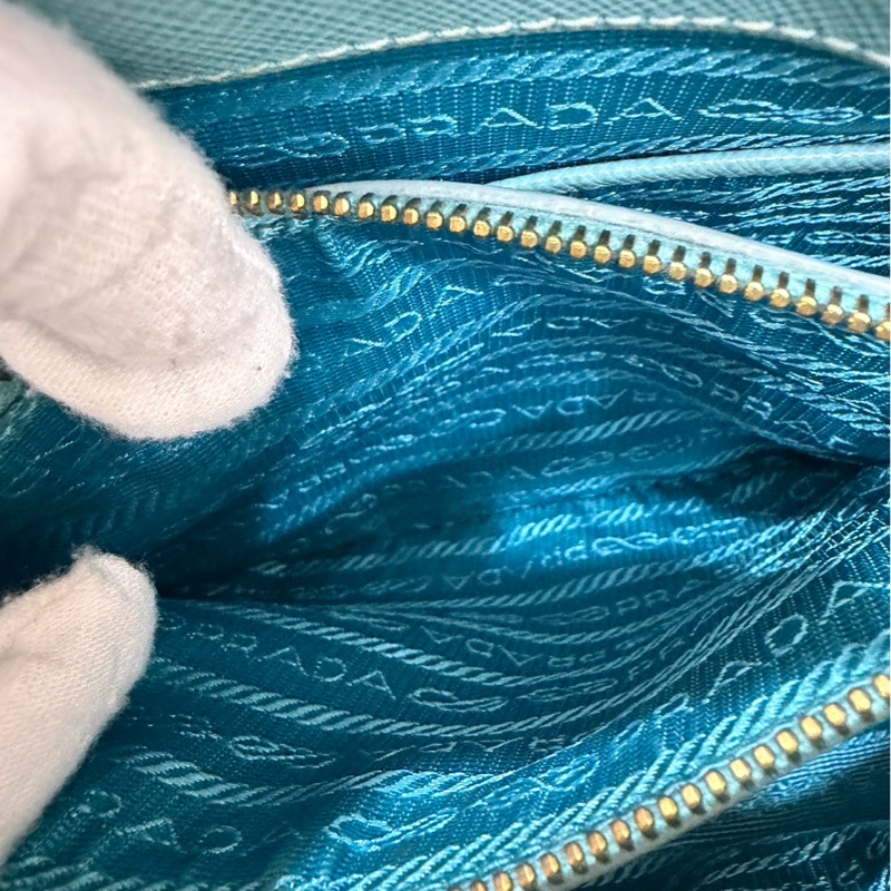 PRADA 貝殼包 手提包 斜背包淺藍色-31