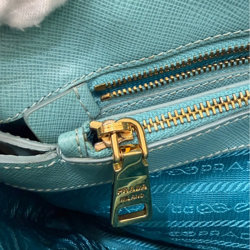 PRADA 貝殼包 手提包 斜背包淺藍色-35