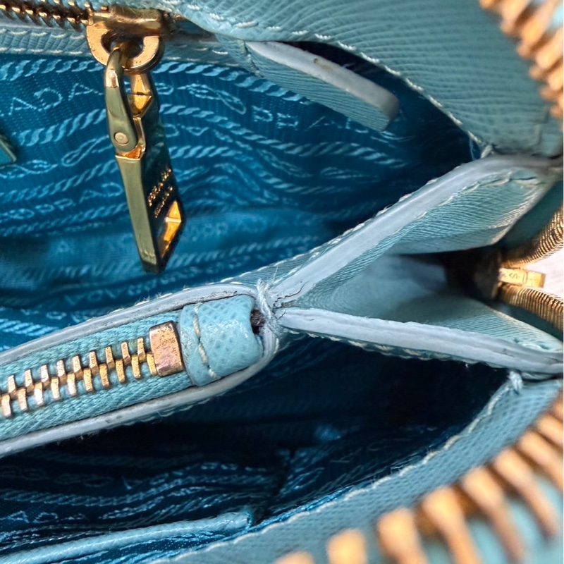 PRADA 貝殼包 手提包 斜背包淺藍色-36