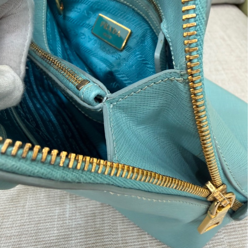 PRADA 貝殼包 手提包 斜背包淺藍色-39