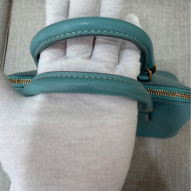 PRADA 貝殼包 手提包 斜背包淺藍色-57