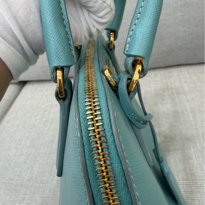 PRADA 貝殼包 手提包 斜背包淺藍色-59