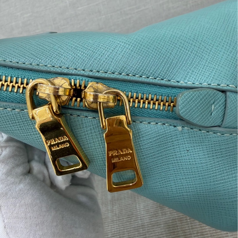 PRADA 貝殼包 手提包 斜背包淺藍色-75