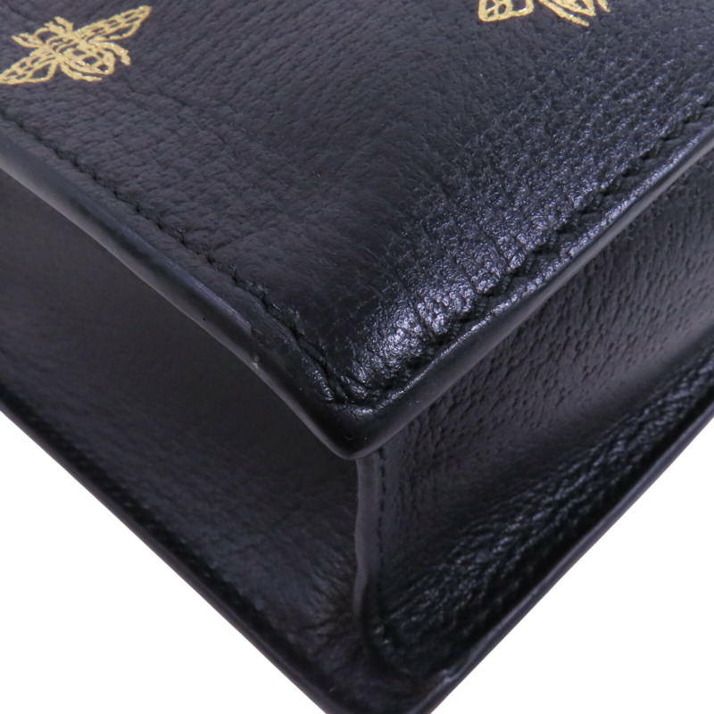 GUCCI 牛皮皮革Bee Star Hand Bag金扣手挽袋-9