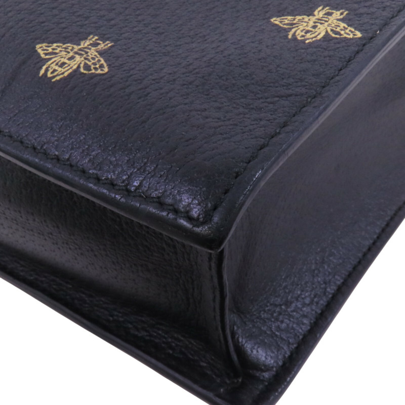 GUCCI 牛皮皮革Bee Star Hand Bag金扣手挽袋-12