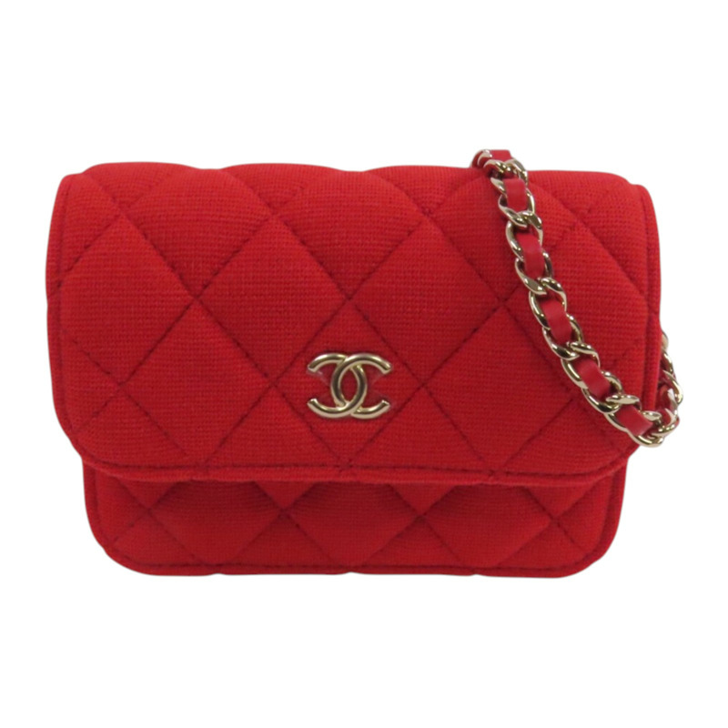 CHANEL 帆布Shoulder Bag金扣鏈帶肩背袋-0
