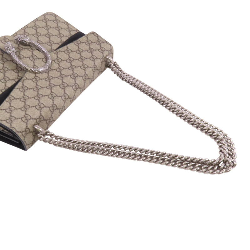 GUCCI 塗層帆布Dionysus銀扣鏈帶肩背袋-7