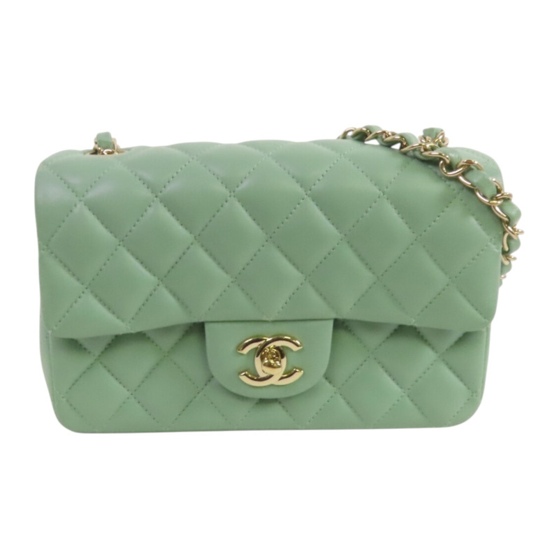 CHANEL 羊皮皮革Mini Classic 20金扣鏈帶肩背袋-0