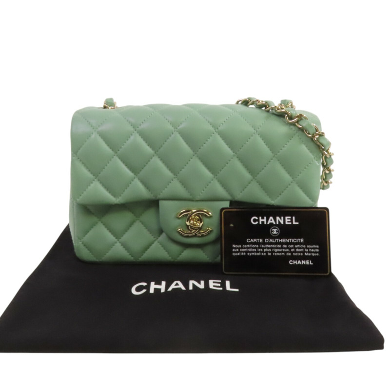 CHANEL 羊皮皮革Mini Classic 20金扣鏈帶肩背袋-9