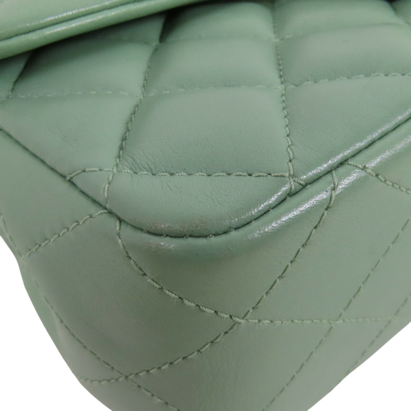 CHANEL 羊皮皮革Mini Classic 20金扣鏈帶肩背袋-10